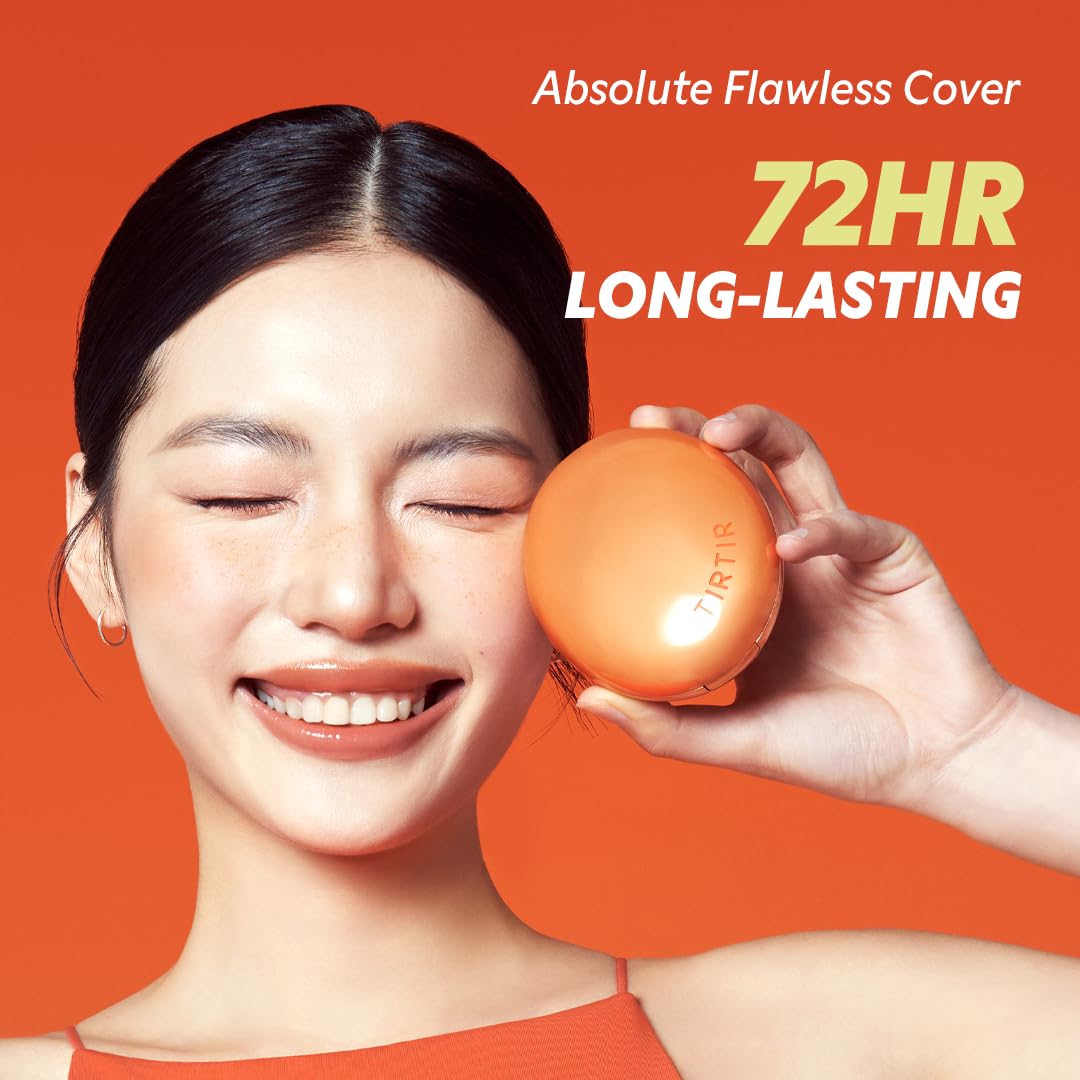 [*Mini Size*] TIRTIR Mask Fit Ai Filter Cushion Foundation | AI-Like Semi-Matte Finish - Up to 72-Hour Medium to Full Coverage Korean BB Cushion Make up Beauty, #21W Natural Ivory, 0.15 Fl Oz
