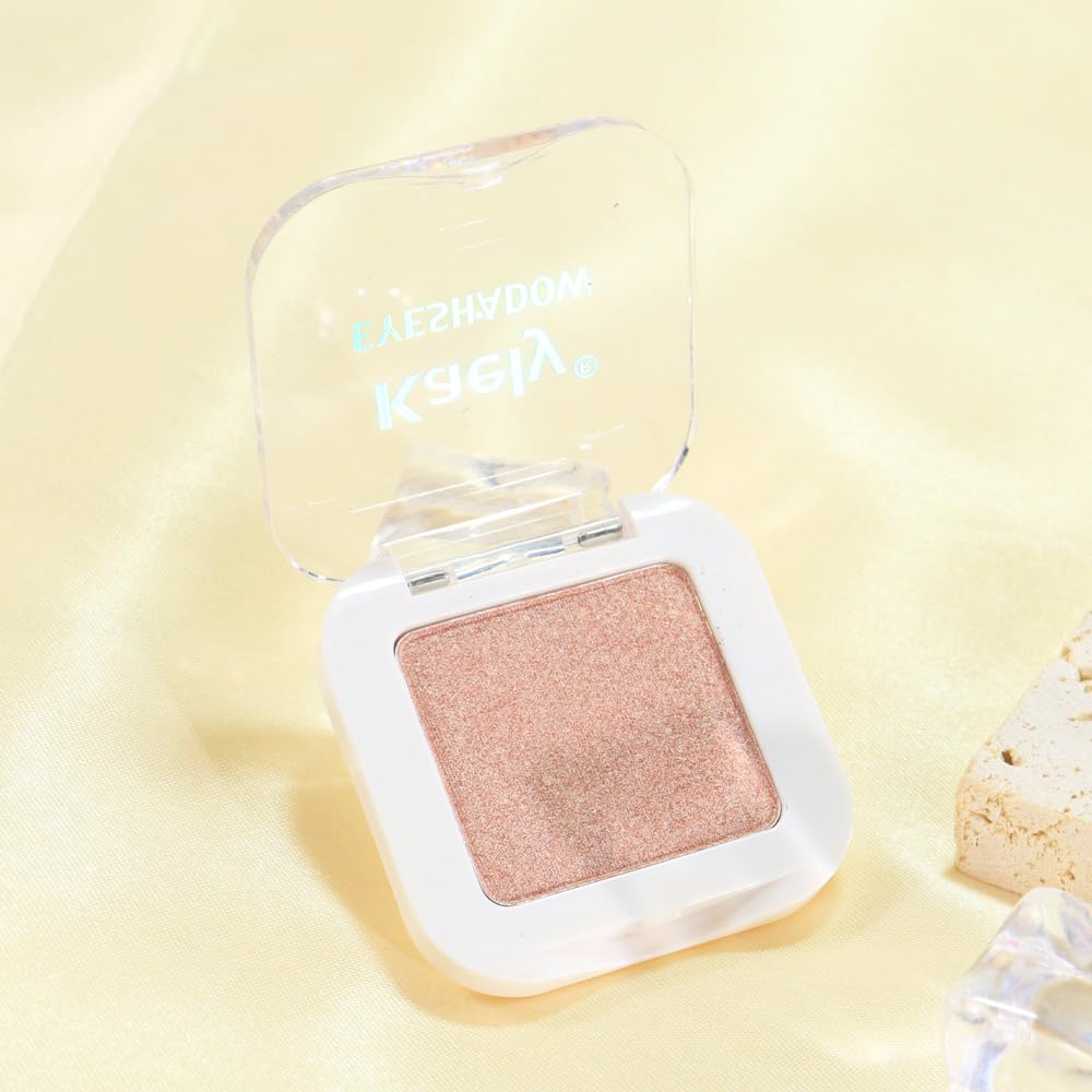 Champagne Gold Glitter Eyeshadow – Shimmer Eye Shadow, Daily Waterproof Long-Lasting Eyeshadow Powder Palette for Women Neutral Eye Makeup sombras para ojos (03)