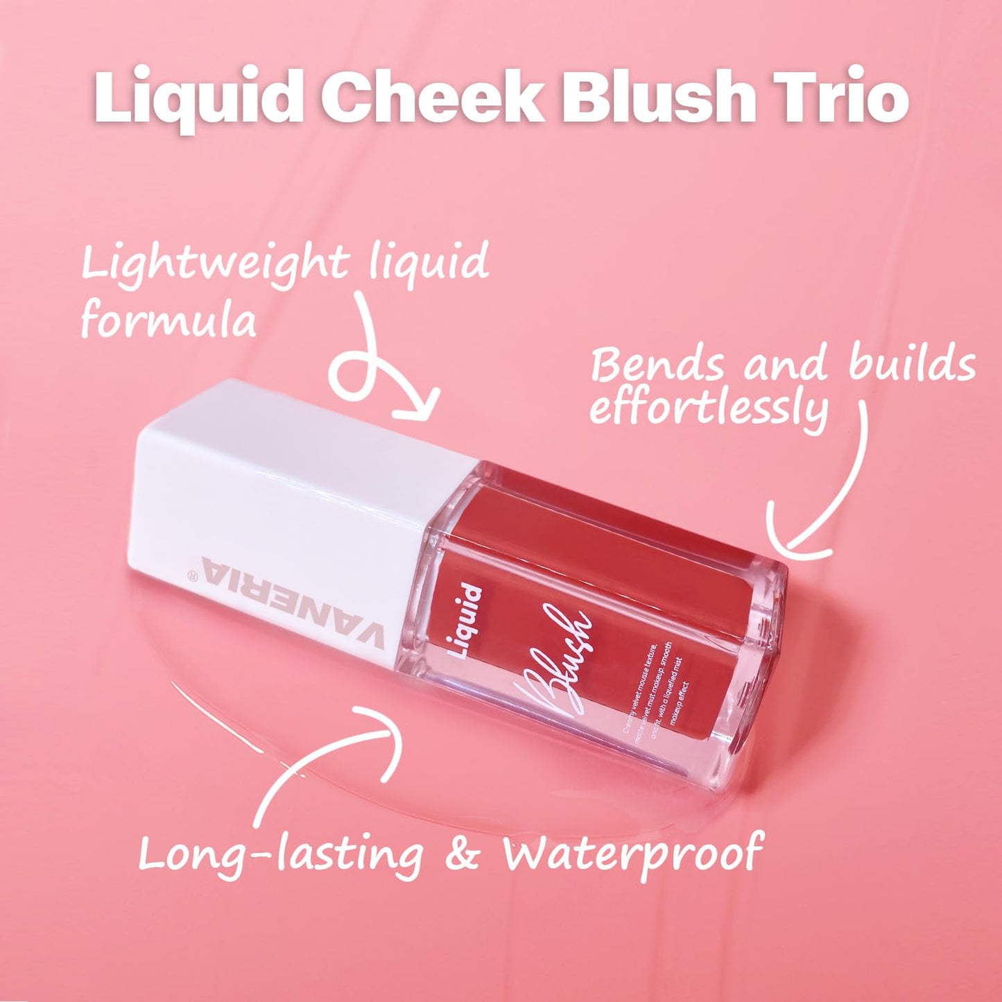 VANERIA Liquid Blush for Cheeks,Long lasting High Pigment Creme Blush,Multi-Use Makeup Blush Stick for Cheeks Lips Eyes,Natural Look Makeup Face Blushes.#4 (5g/0.17oz) ﻿