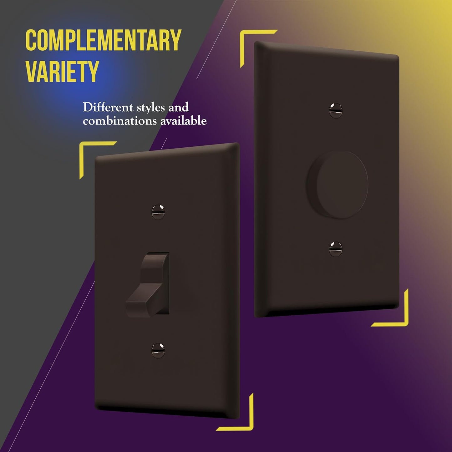 ENERLITES Toggle Light Switch Wall Plate, Gloss Finish, Size 1-Gang 4.50" x 2.76", Unbreakable Polycarbonate Thermoplastic, 8811-BR, Brown, Standard