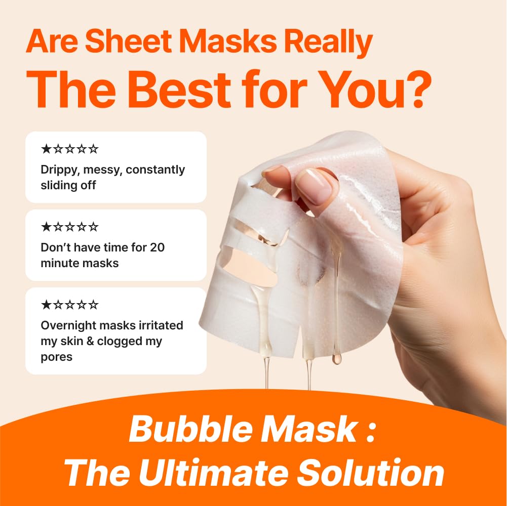 MENOKIN 30 Seconds Quick Bubble Mask [MOISTURE] - [Hyaluronic Acid] in Micro-bubbles, 8 Types for 96% Moisture Improvement, Deep Hydration, Niacinamide, Korean Skin Care Essential, 50 Uses, 2.36 fl.oz