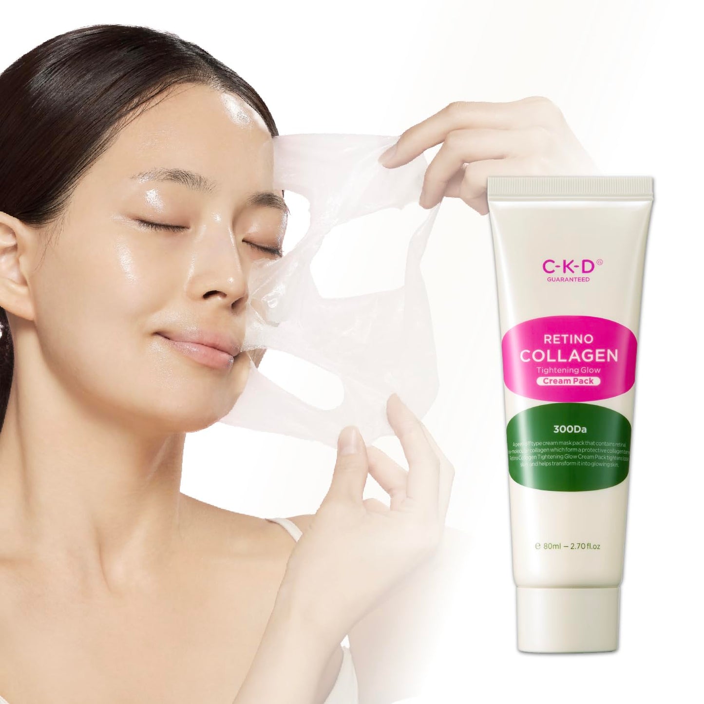 CKD Retino Collagen Creamy Face Mask - Peel-Off Wrapping Mask for Glowing Glass, Pore Tightening, Firming & Elasticity. Low-Molecular Collagen for Deep Absorption. Korean Skin Care. 2.7 fl oz