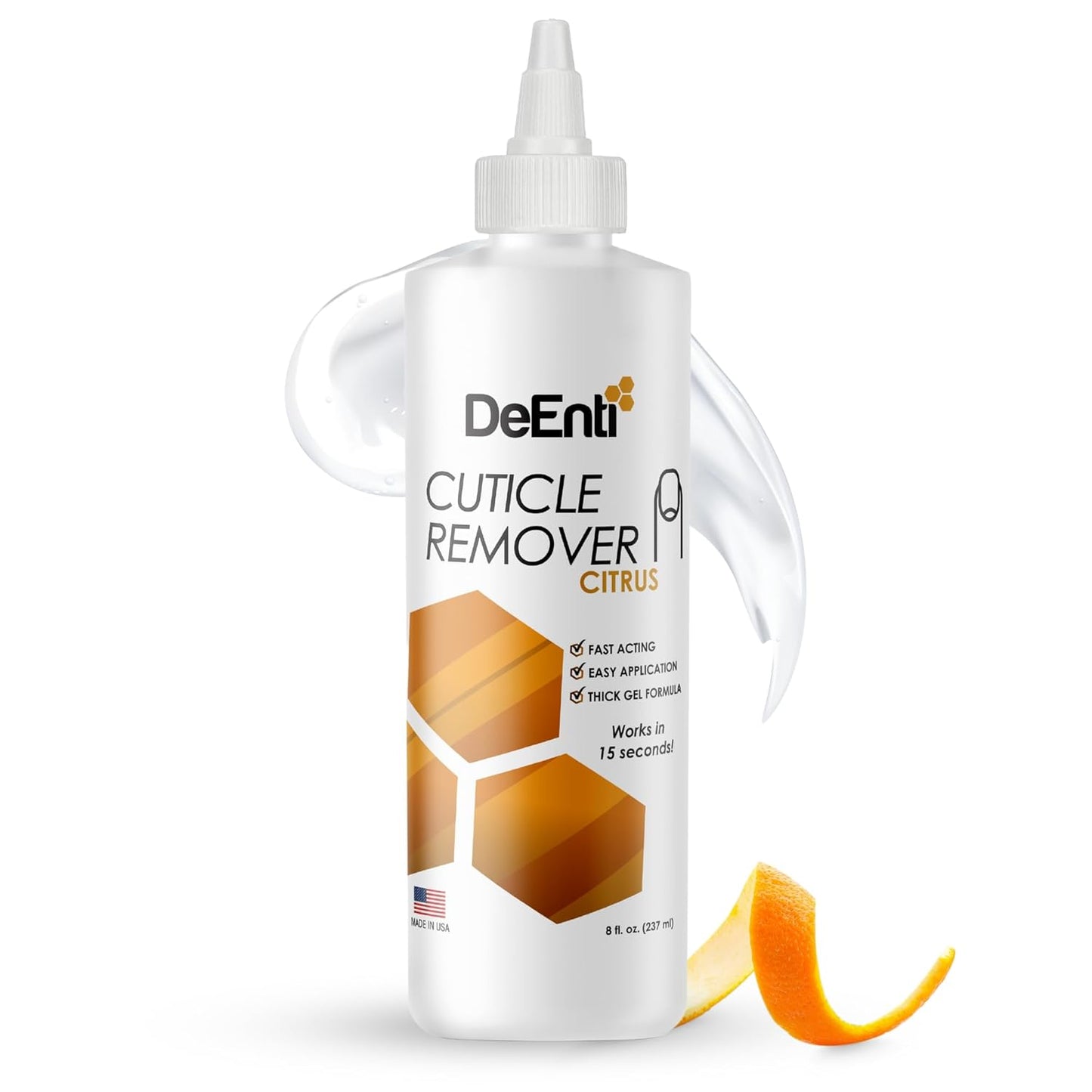 DeEnti Instant Cuticle Remover Gel, Professional Cuticle Softener with Instant 15-Second Removal, 8oz Bottle for Hand, Foot & Nail Care, Salon Quality Manicure & Pedicure Supplies