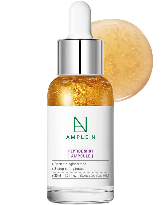AMPLE:N Peptide Shot Ampoule - Anti-Aging Face Ampoule with Peptide Threads to Minimize Wrinkles and Improve Firmness - Serum to Lift Sagging Skin - Visibly Plump, 1.01 fl. Oz