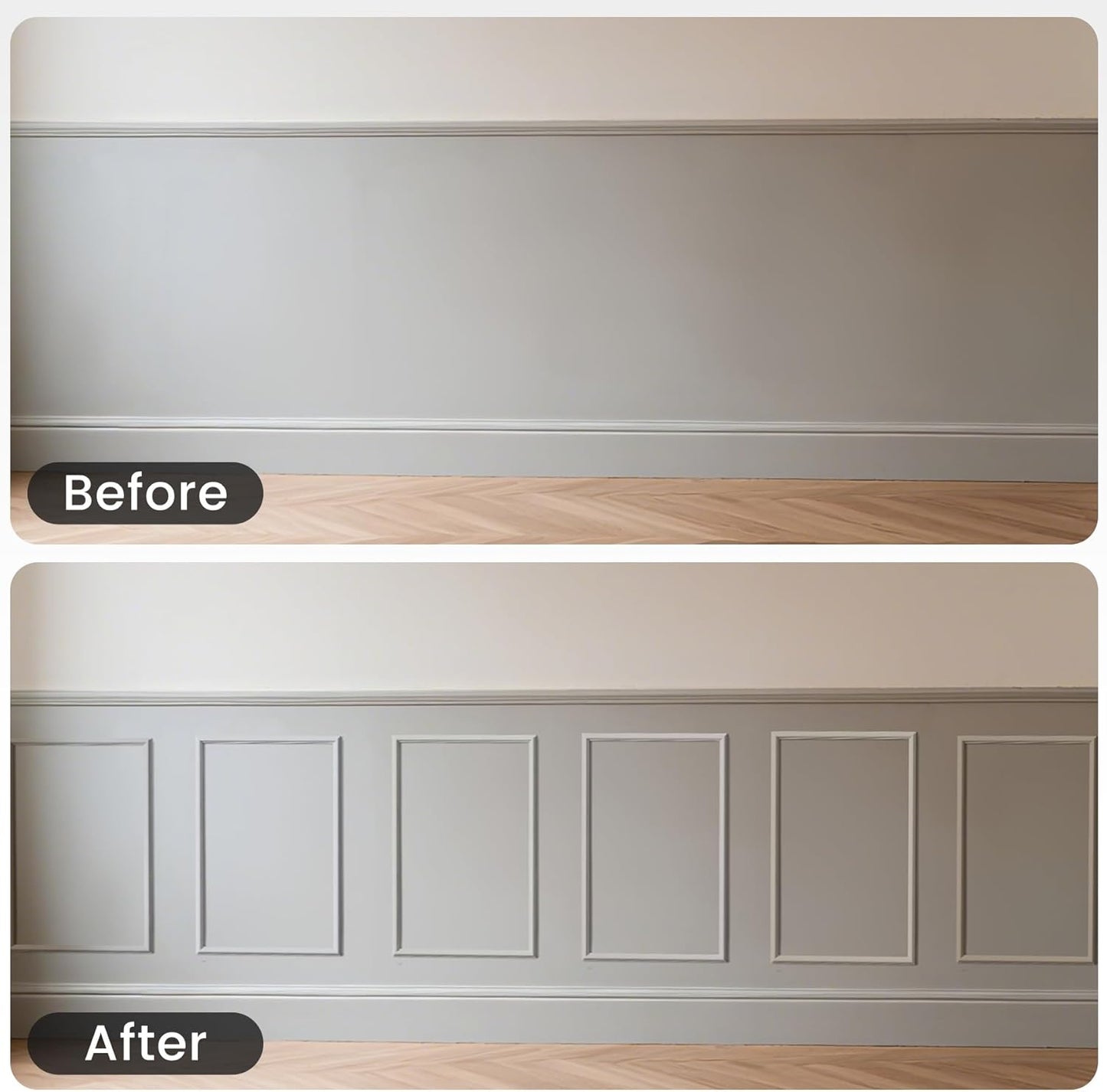 Peel and Stick Wainscoting Panels Kit, 6 Sets 12''x24'' Premade Wall Molding Peel and Stick Panels for Interior Wall Trim, Easy DIY Wainscoting Panels Peel and Stick Decor