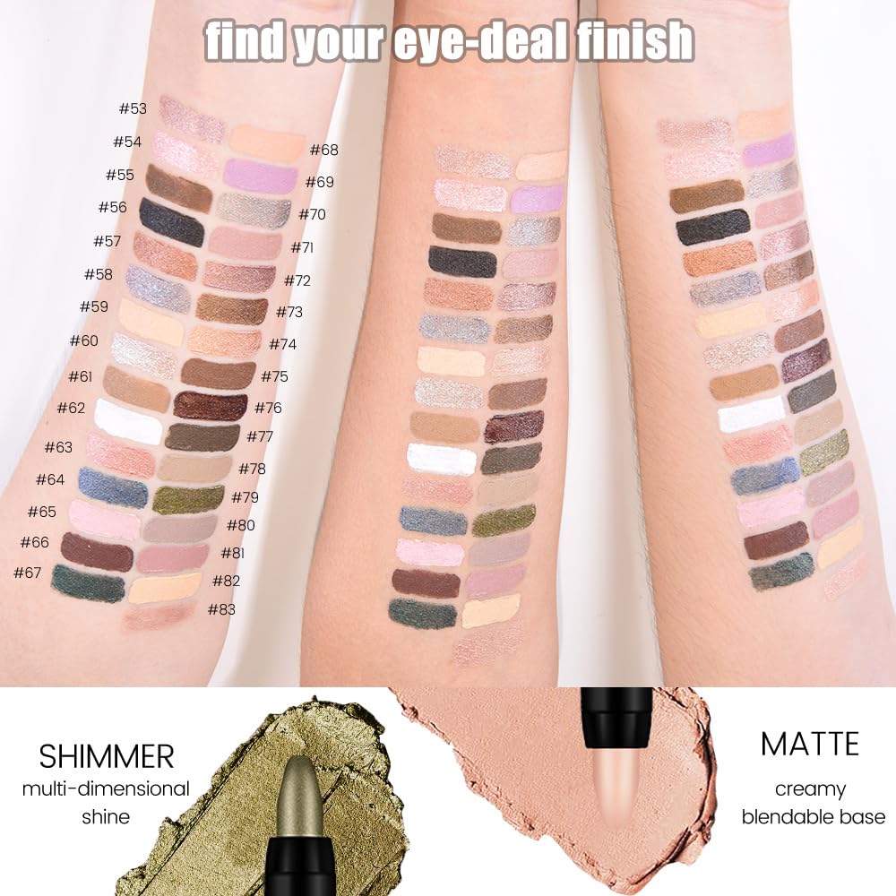 Kaely Cream Eye Shadow Sticks, Snowfall White Matte Eyeliner Pencil Eyeshadow Palette Makeup, Eye Highlighter Brightener Stick for Older Women Waterproof Pigmented, sombras para ojos, New-62