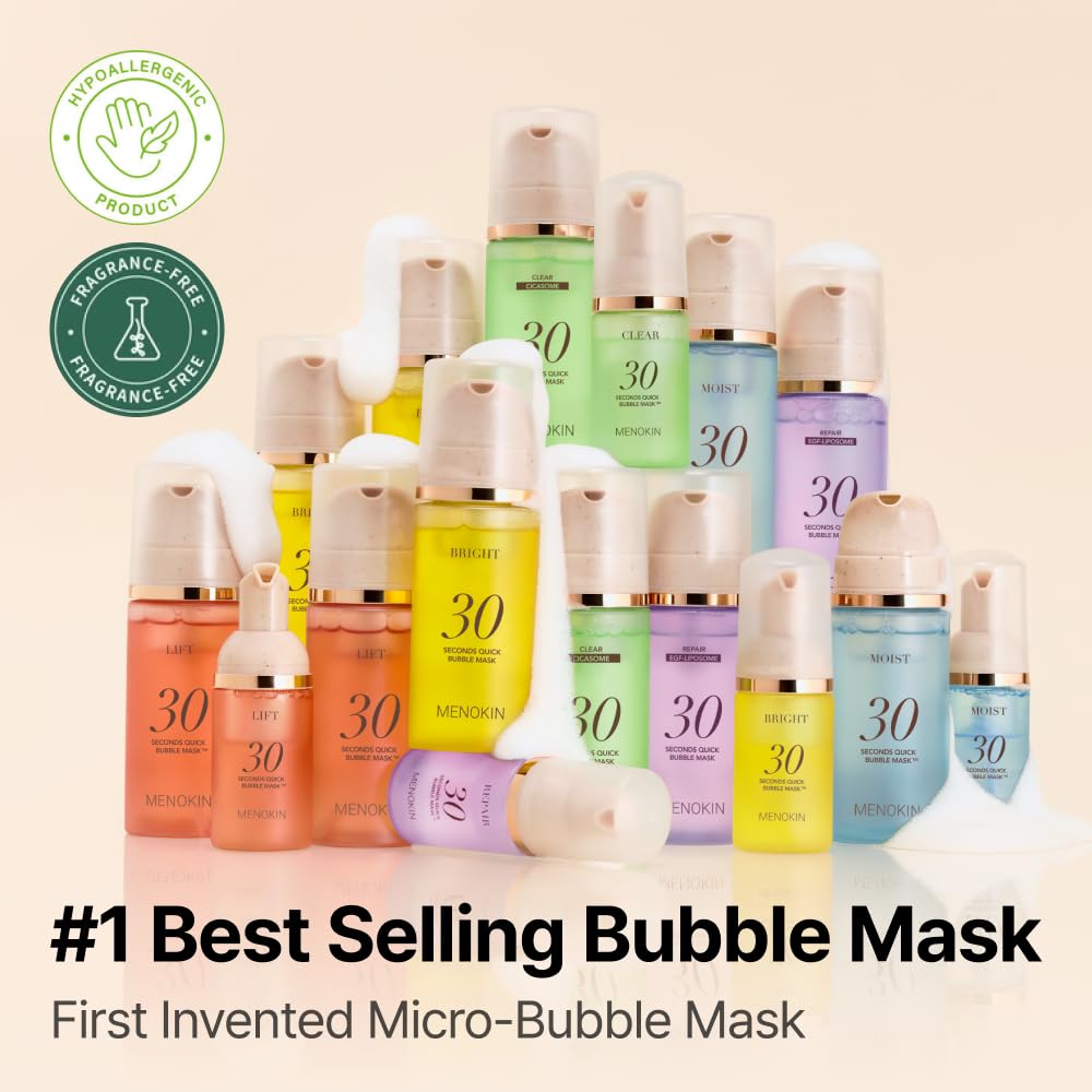MENOKIN 30 Seconds Quick Bubble Mask [REPAIR] - [EGF Liposome] in Micro-bubbles for Skin Restoration, Hypoallergenic Bubble Capsule for Deep Repair, Korean Skin Care Essential, 50 Uses, 2.36 fl.oz