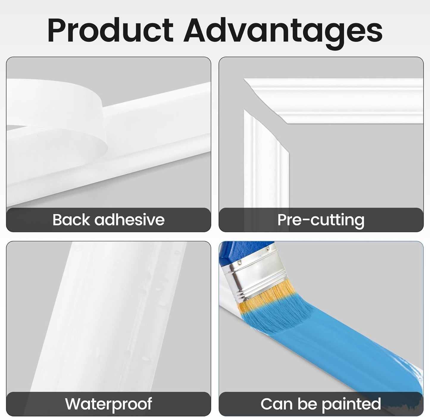 Peel and Stick Wainscoting Panels Kit, 3 Sets 54''x24'' Premade Wall Molding Peel and Stick Panels for Interior Wall Trim, Easy DIY Wainscoting Panels Peel and Stick Decor