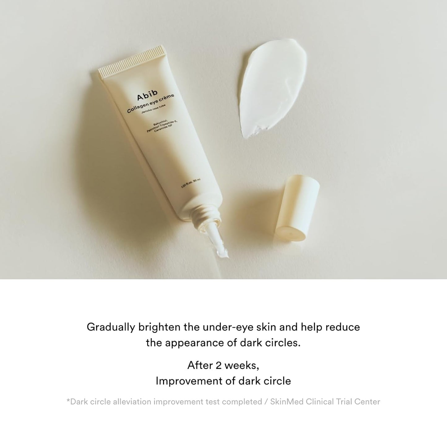 Abib Collagen Eye Crème Jericho Rose Tube for Dark Circles and Puffiness, Under Eye Fine Lines