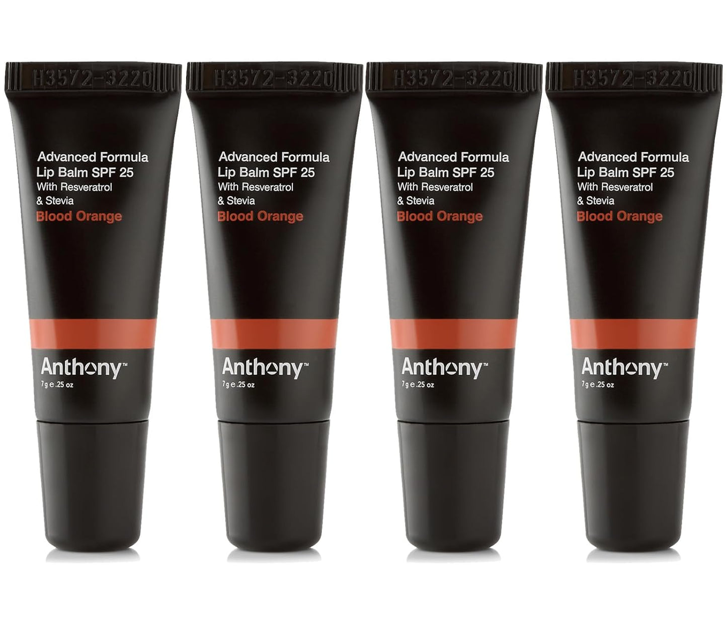 Anthony 25 SPF Lip Balm with Sunscreen for Lips – Contains Green Tea Extract, Shea Butter & Vitamin E – Moisturizing Repair Care Treatment for Chapped & Dry Lips - Blood Orange Flavor - 4 Pack
