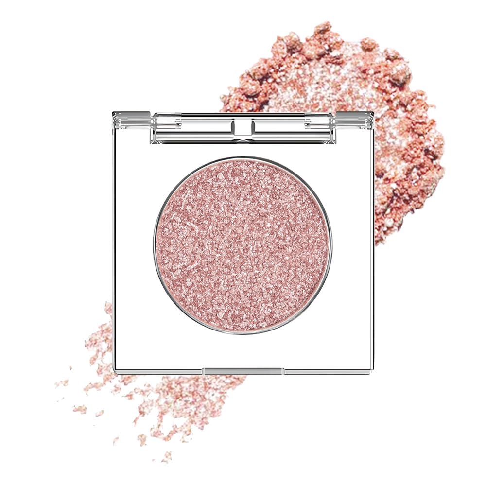 Glitter Shimmer Sparkle Eye Shadow Palette Makeup for Women, Shimmer Rose Gold Glitter Metallic Holographic Iridescent Cream Iridescent Single Monochrome Eyeshadow Makeup