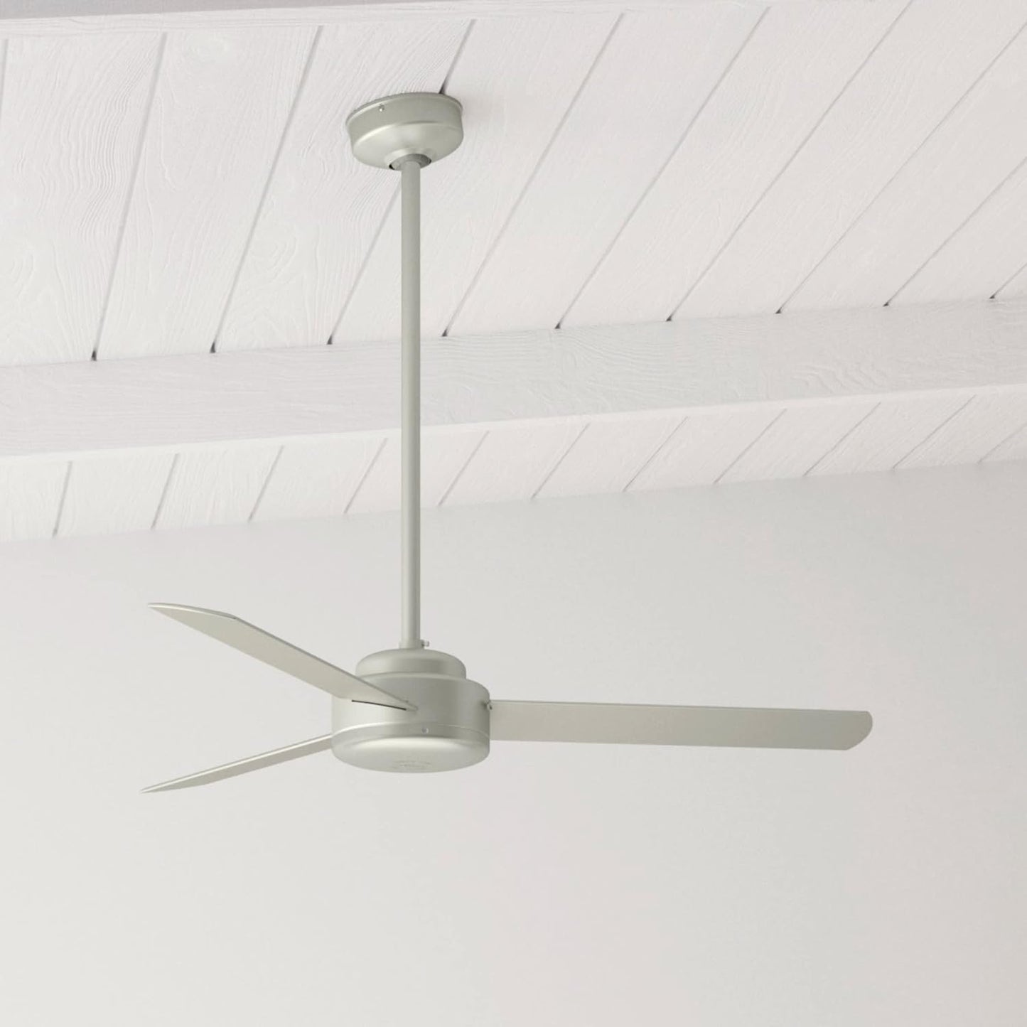 Hunter 52 inch Indoor Ceiling Fan No Light - Modern Ceiling Fan without Light, 3 Blades, Standard Mount, For Bedroom, Living Room, or Kitchen, Wall Control - Presto 50812, Matte Nickel