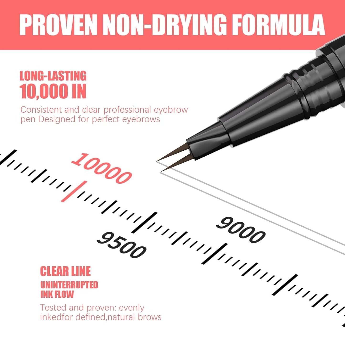 Eyebrow Pen, Microblading Eyebrow Pencil for Natural Hair-Like, Fast & Precise Faux Brow Pen with Double Brush Tip, Waterproof Long-Lasting, Filling Eyebrow Pencils for Women, Dark Brown