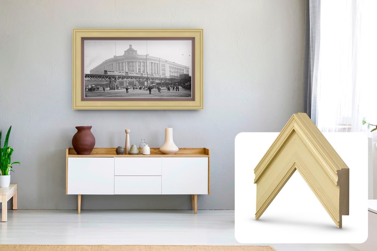 Antique White 50" Premiere Deco TV Frame - Compatible ONLY with Samsung The Frame TVs (Fits 2021-2025, LS03A, LS03B, LS03C, LS03D, LS03FA)