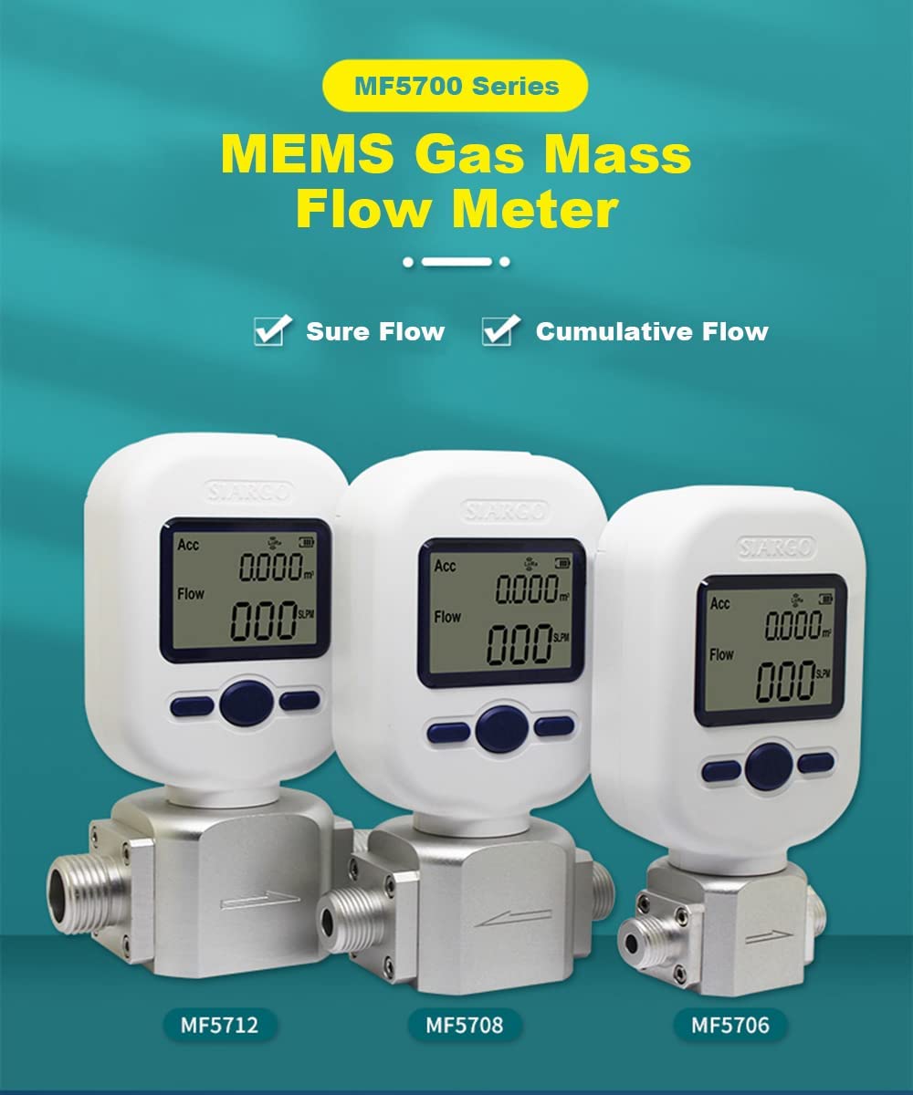 Digital Gas Flow Meter for Air, Portable Gas Mass Nitrogen Oxygen Flow Rate Meter, Compressed Air Digital Display Tester (MF5712 (0-250L/min))