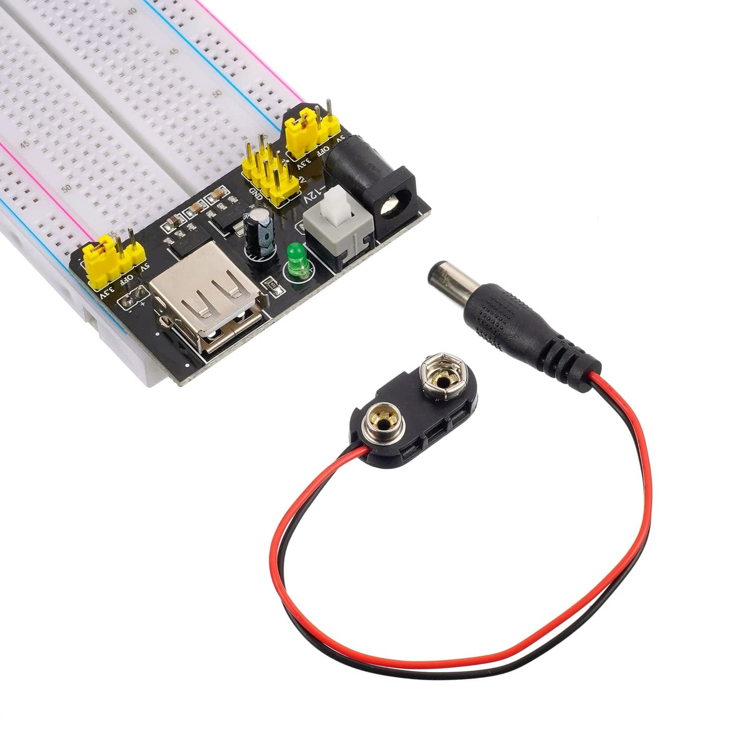 Breadboard Kit with Power Supply Module， Jumper Wires，Battery Clip，830 & 400 tie-Points Breadboard