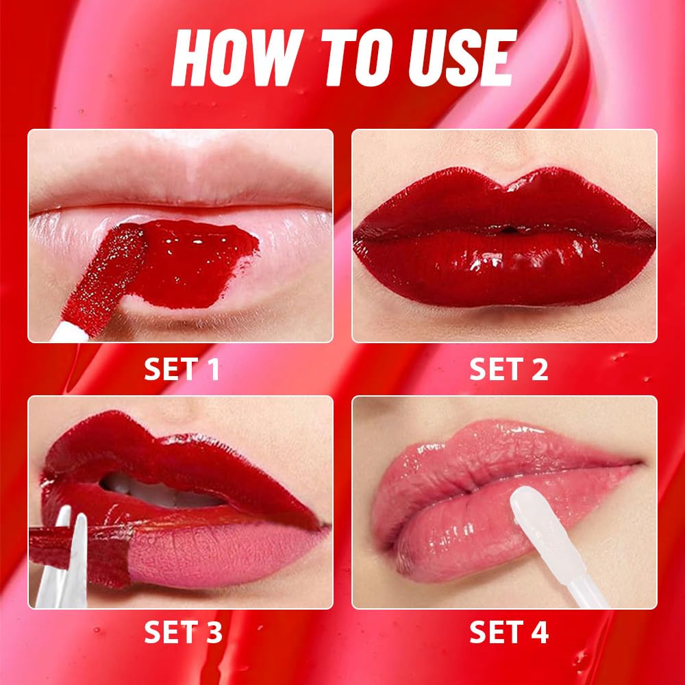 Dewy Rose Lip Stain Peel Off Lip liner and Lip oil with Tweezer, Dual-Ended Peel Off Lip Stain Tattoo, Highly Pigmented Long Lasting Waterproof, Transfer-proof for All Skin Types, 02#