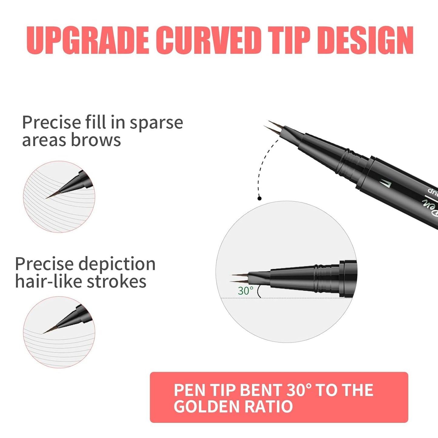 Eyebrow Pen, Microblading Eyebrow Pencil for Natural Hair-Like, Fast & Precise Faux Brow Pen with Double Brush Tip, Waterproof Long-Lasting, Filling Eyebrow Pencils for Women, Black