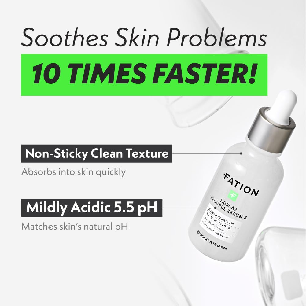 Nosca9 Soothing Serum Set - Serum and Cream for Sensitive Skin | Ceramide & Centella for Barrier Repair & Hydration | Korean Acne Skincare Routine (30ml+5ml+5ml)