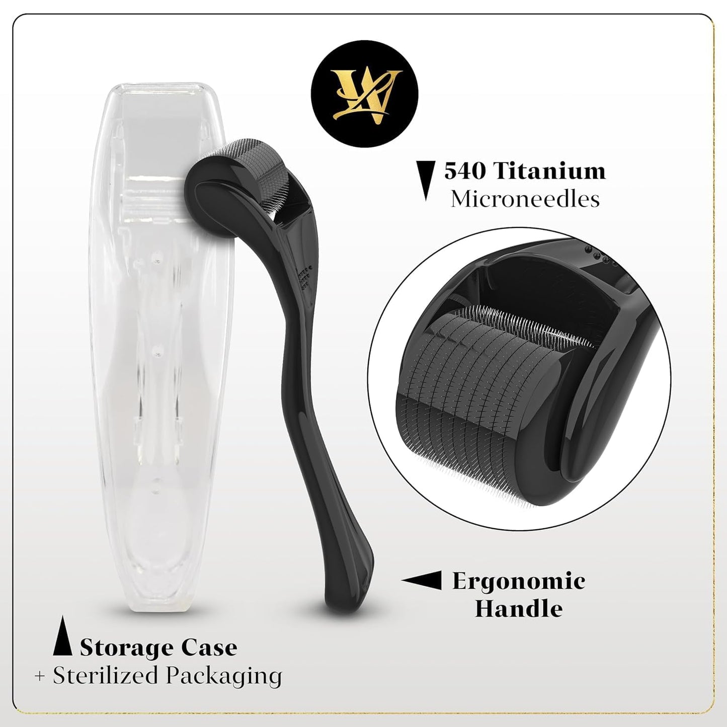 Derma Roller for Skin, Hair & Beard – Women and Men Titanium Microneedling Roller for Face & Scalp, Safe & Easy to Use 0.25mm