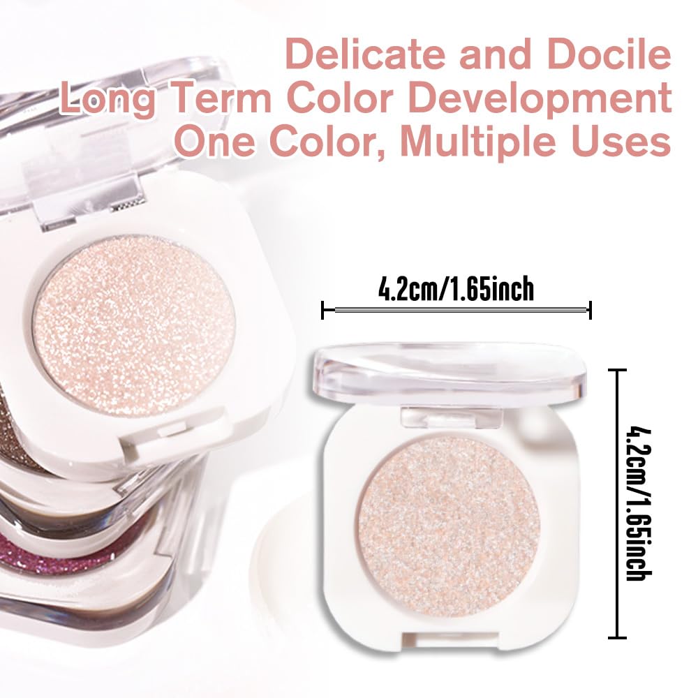 Sheer White Sparkle Eyeshadow Palette for Women, Single Monochrome Eye Shadow Makeup, Shiny Pressed Powder, Blendable Natural sombras para ojos, Holographic,Vegan,Travel -23