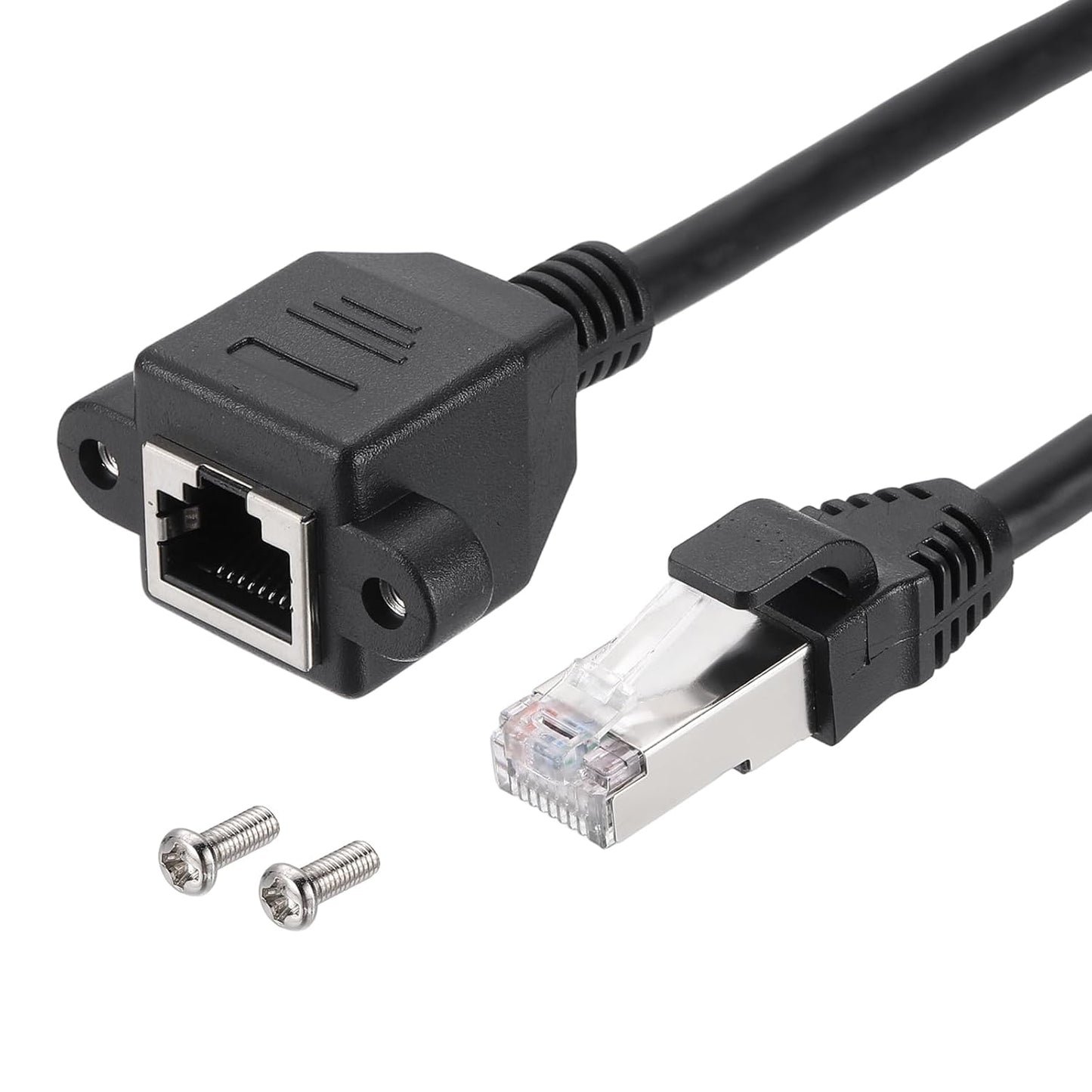 MECCANIXITY Cat6 Ethernet Extension Cable, 1Ft RJ45 Male to Female Screw Panel Mount Ethernet Cable Extender with 2pcs Screw for Router Modem PC Laptop Smart TV Printer