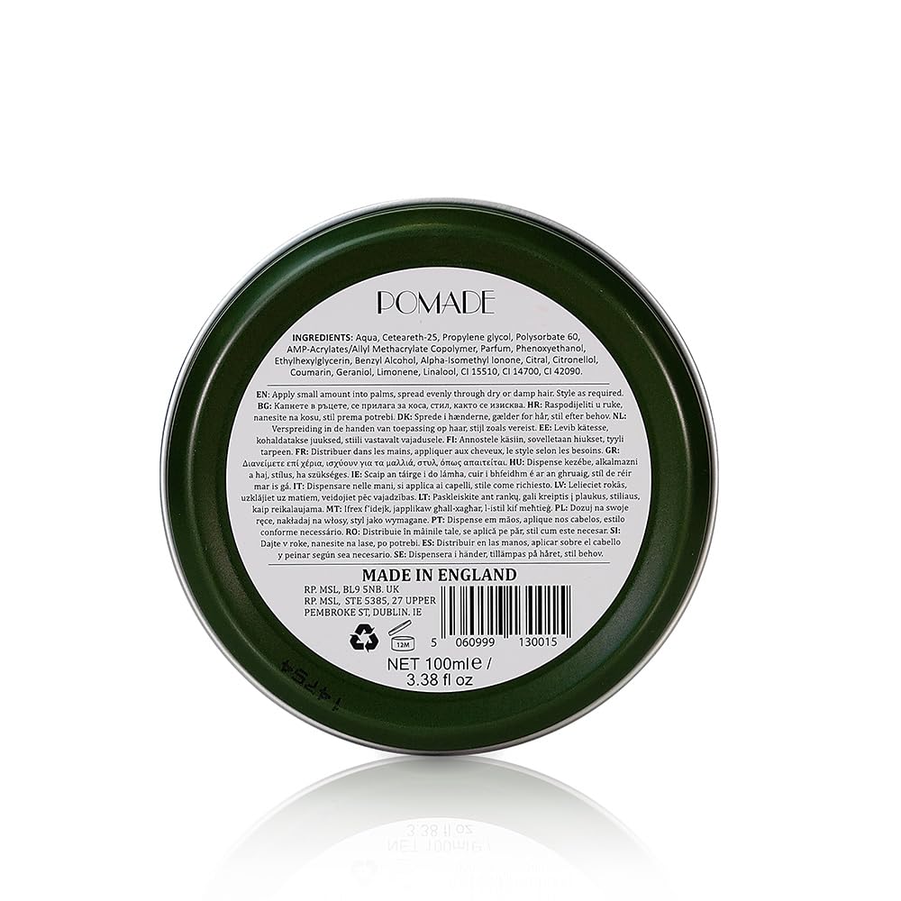 Dapper Dan Signature Pomade, High Shine and Hold for Classic Styles, Water Based for All Hair Types, Bergamot and Leather Fragrance, 100ml