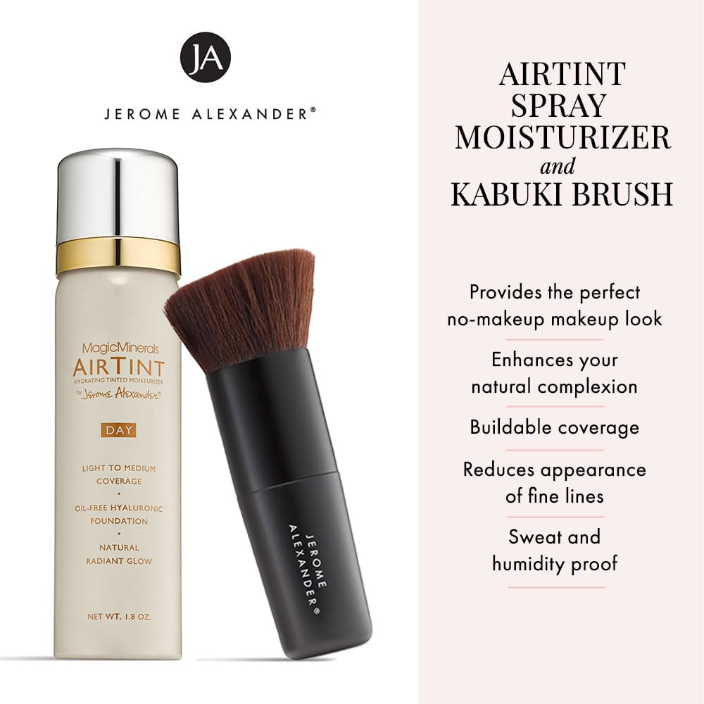 Jerome Alexander MagicMinerals AirTint Tinted Moisturizer AirBrush Spray Light | Tinted Moisturizer Spray with Anti-Aging Ingredients | Bright Medium |2PC