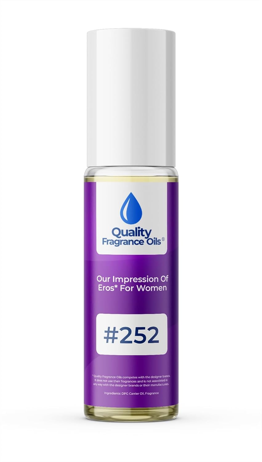 Quality Fragrance Oils' Eros for Women Impression #252 | Long-Lasting Perfume Oil, Alcohol-Free, Strong Scent, 10ml Roll-On | Affordable Alternative to Designer Fragrances