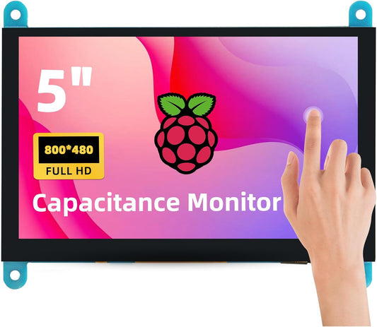 5'' Raspberry Pi Monitor, Capacitive Touchscreen Monitor 800x480 HDMI IPS Screen for Raspberry Pi 5 4 3 2 Zero BB, Driver-Free