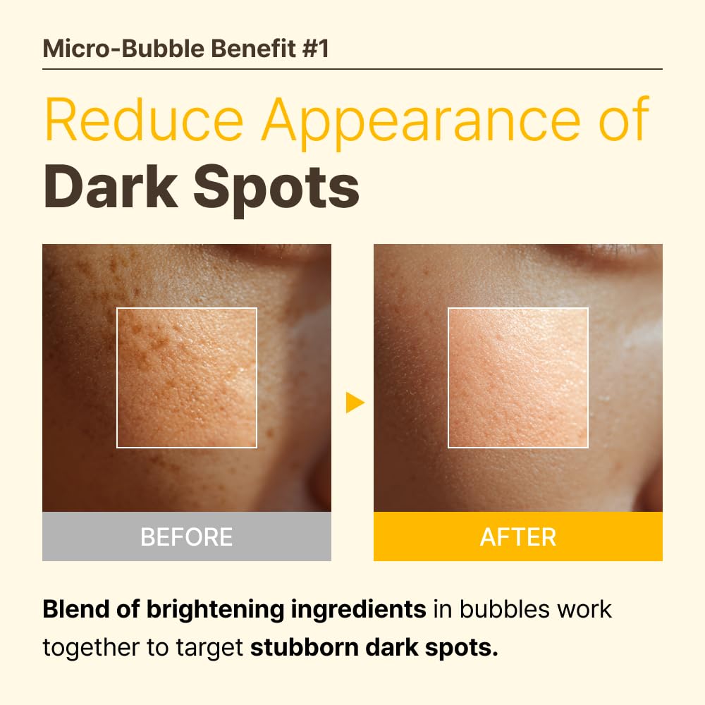 MENOKIN 30 Seconds Quick Bubble Mask [BRIGHT] - [Vitamin C] [Glutathione & Niacinamide] in Micro-bubbles for Dark Spots, Uneven Skin Tone, Korean Skin Care Essential, 70 Uses, 3.21 fl.oz
