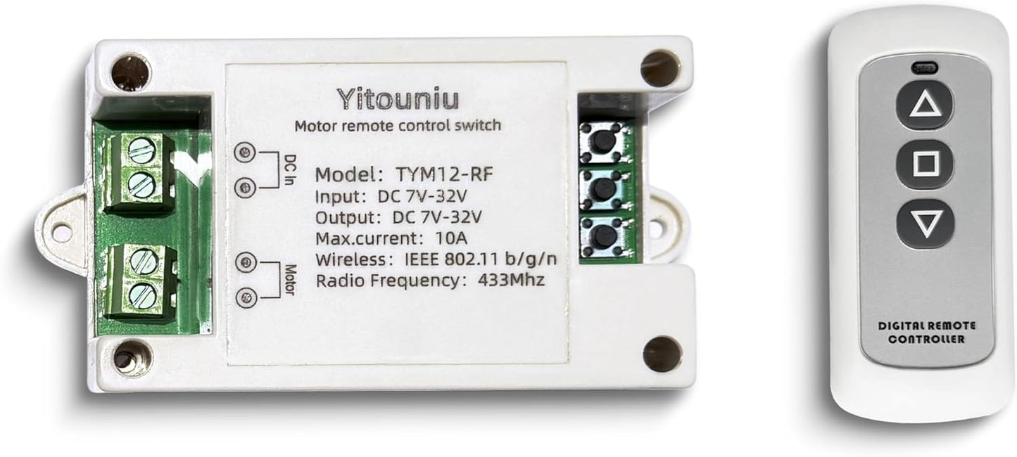 Tuya Smart WiFi/Bluetooth DC Motor Controller 10A 7-32V Reversible Switch with Timer, Voice Control for Electric Actuators, Smart Home (Alexa Compatible)