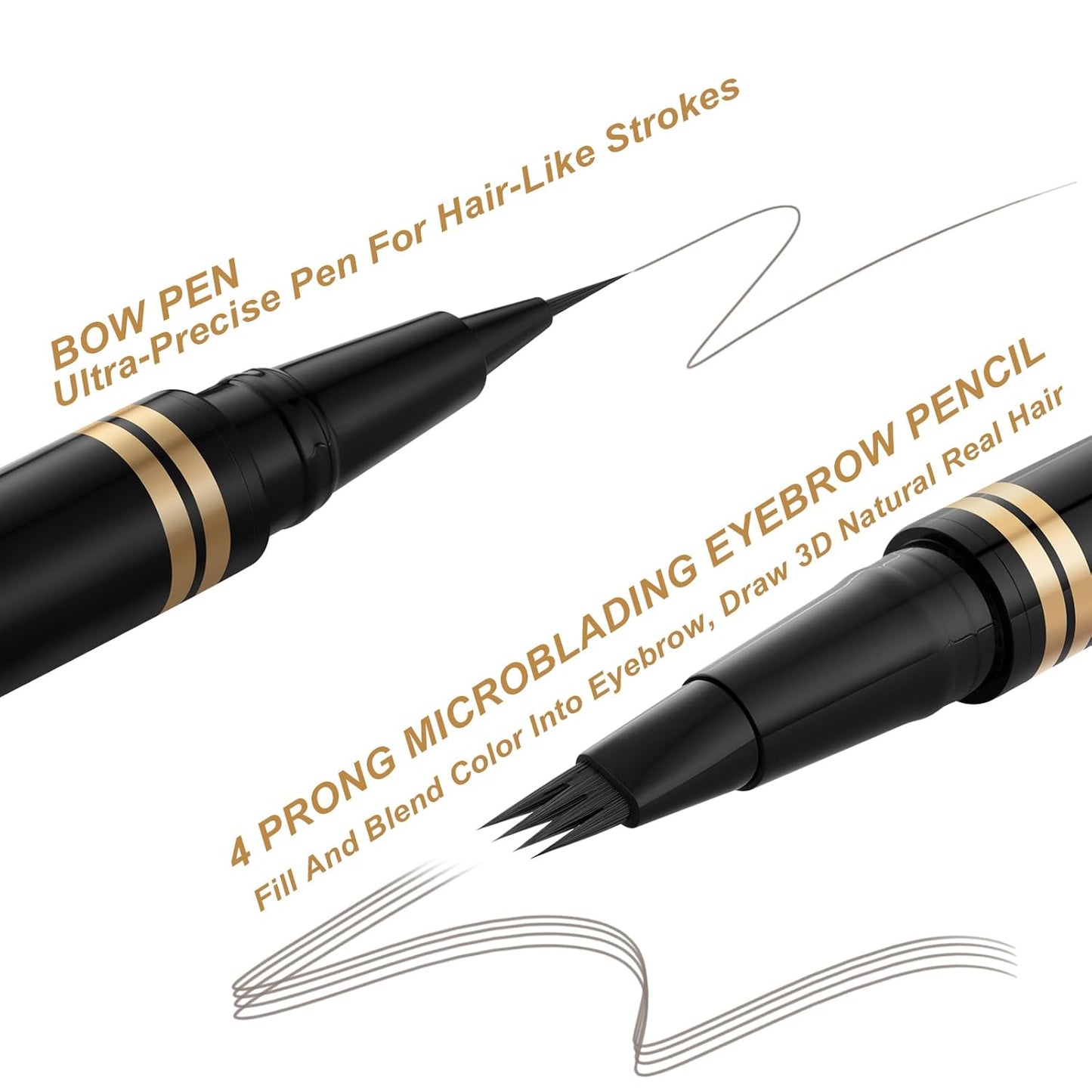 Eyebrow Pen,2-in-1 Waterproof Eyebrow Pencil with 4 Tip Microblading Brow Pen and Ultra-Precise Brow Pencil,with Dual-ended Eyebrow Brush,Eyebrow Makeup for Natural Looking - Grey