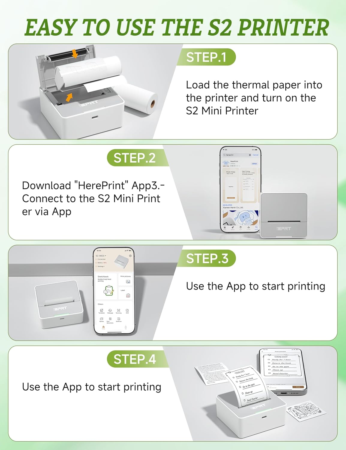 iDPRT Mini Sticker Printer Machine with 1 Roll Sticker Paper, Portable Thermal Printer for Study, Grey