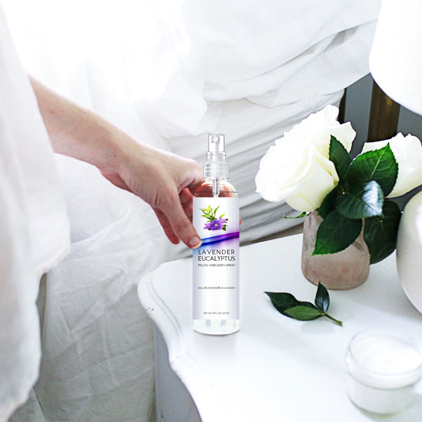 Natural Lavender Eucalyptus Pillow Mist and Linen Spray, Best Home Spray to Relax The Mind, Sleep Patterns and Body, Strong Lavender Room Spray (Lavender Eucalyptus, 8oz)