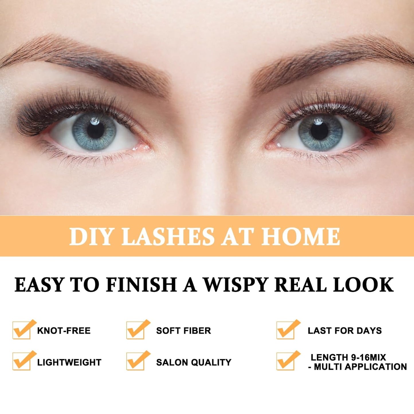 B&Qaugen Lash Clusters 30D 50D-C-9-16MIX Individual 280 Clusters False Eyelash 9-16MIX Lash Clusters Extensions DIY Eyelash Extensions at Home (30D 50D,C-9-16MIX)