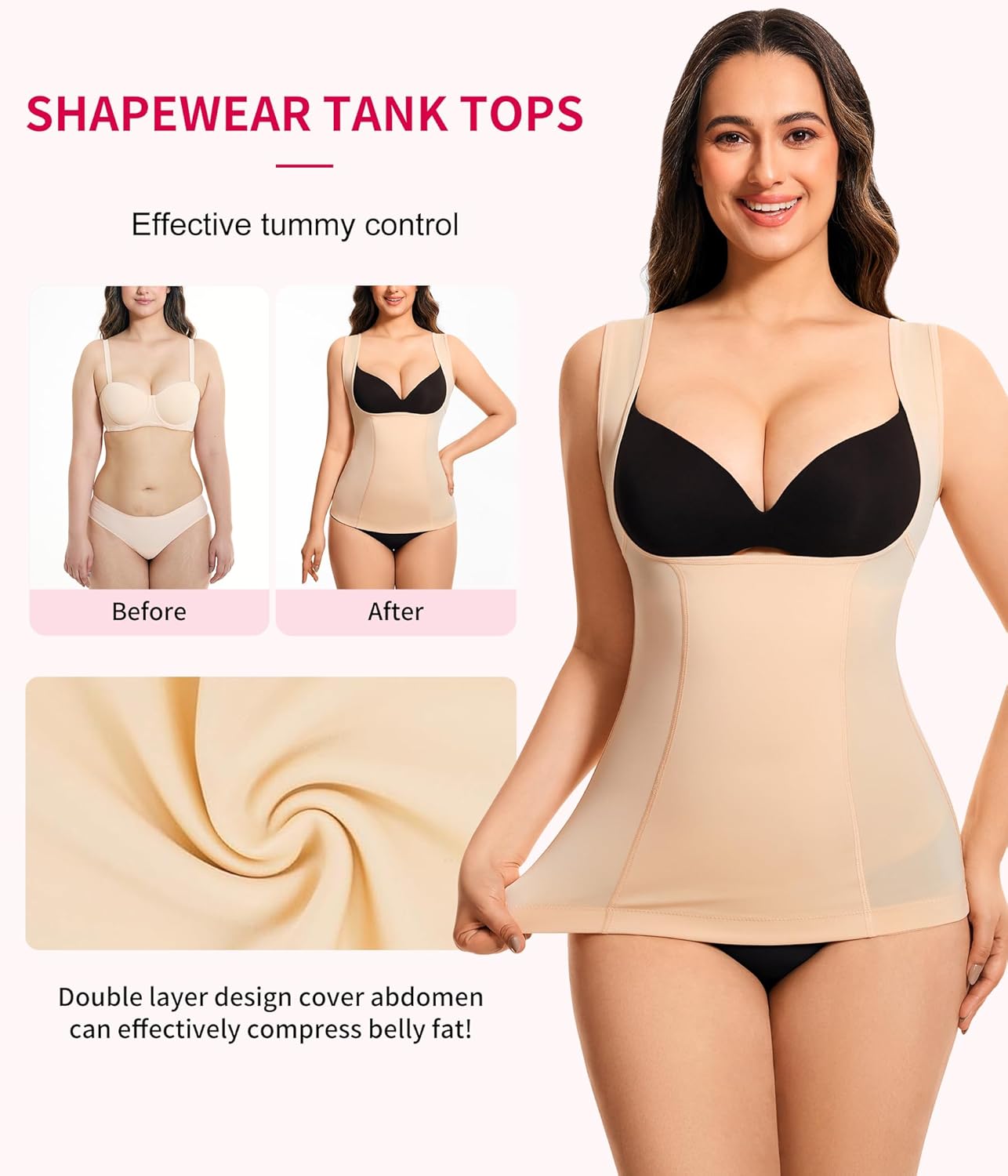 Gotoly Women's Waist Cincher Tummy Control Shapewear Compression Vest Invisible Body Shaper