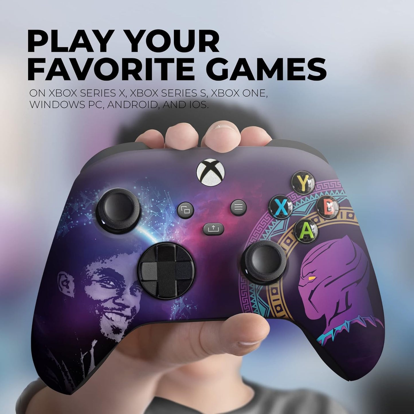 DreamController Blackk Panther Custom X-box Controller Wireless compatible with X-box One/X-box Series X/S Proudly Customized in USA with Permanent HYDRO-DIP Printing(NOT JUST A SKIN) (MODDED)