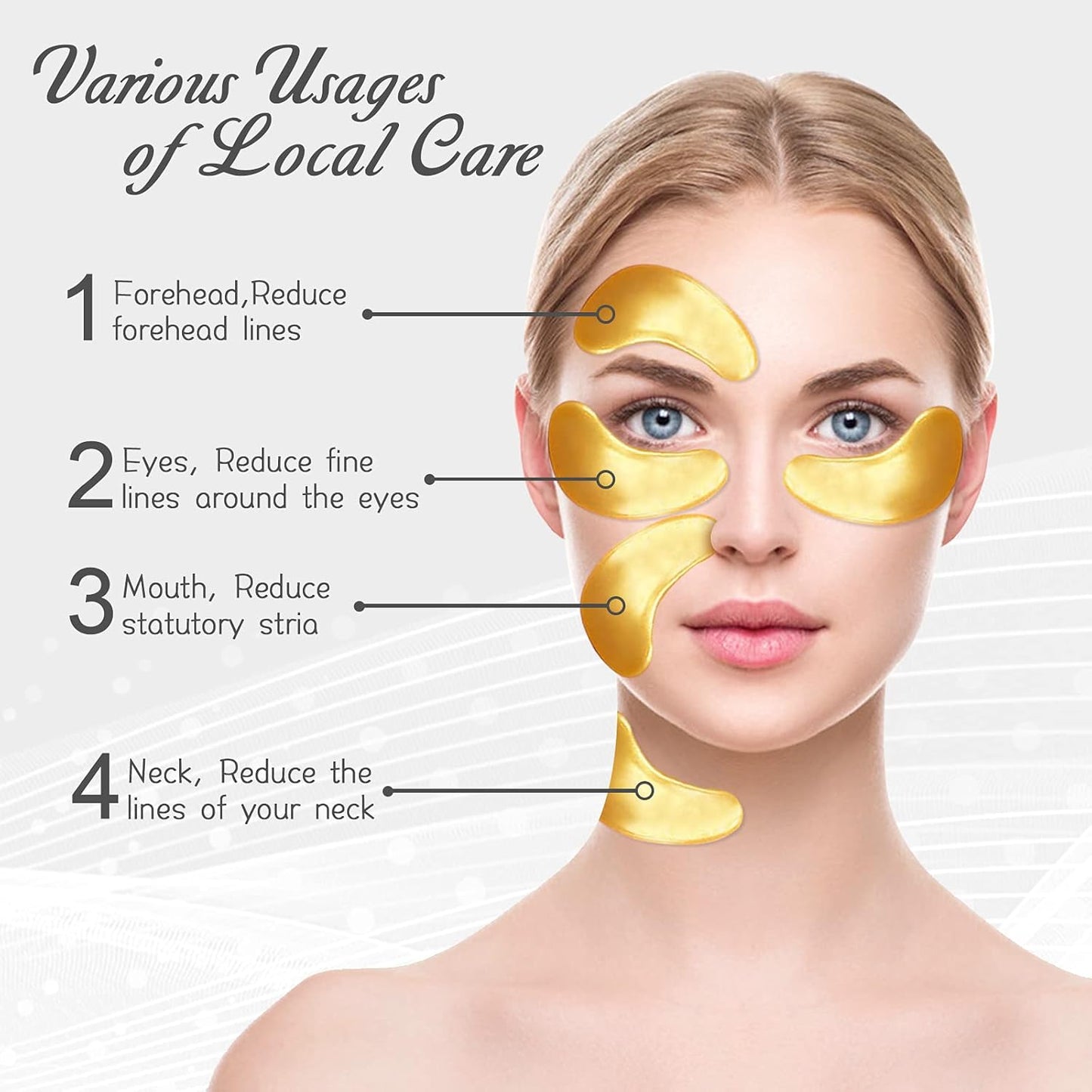 Permotary 30 Pairs 24K Gold Gel Crystal Collagen Eye Pads,Under Eye Mask for Moisturizing,Fine Lines,Dark Circles& Puffy Eyes Under Eye Patches,Gold