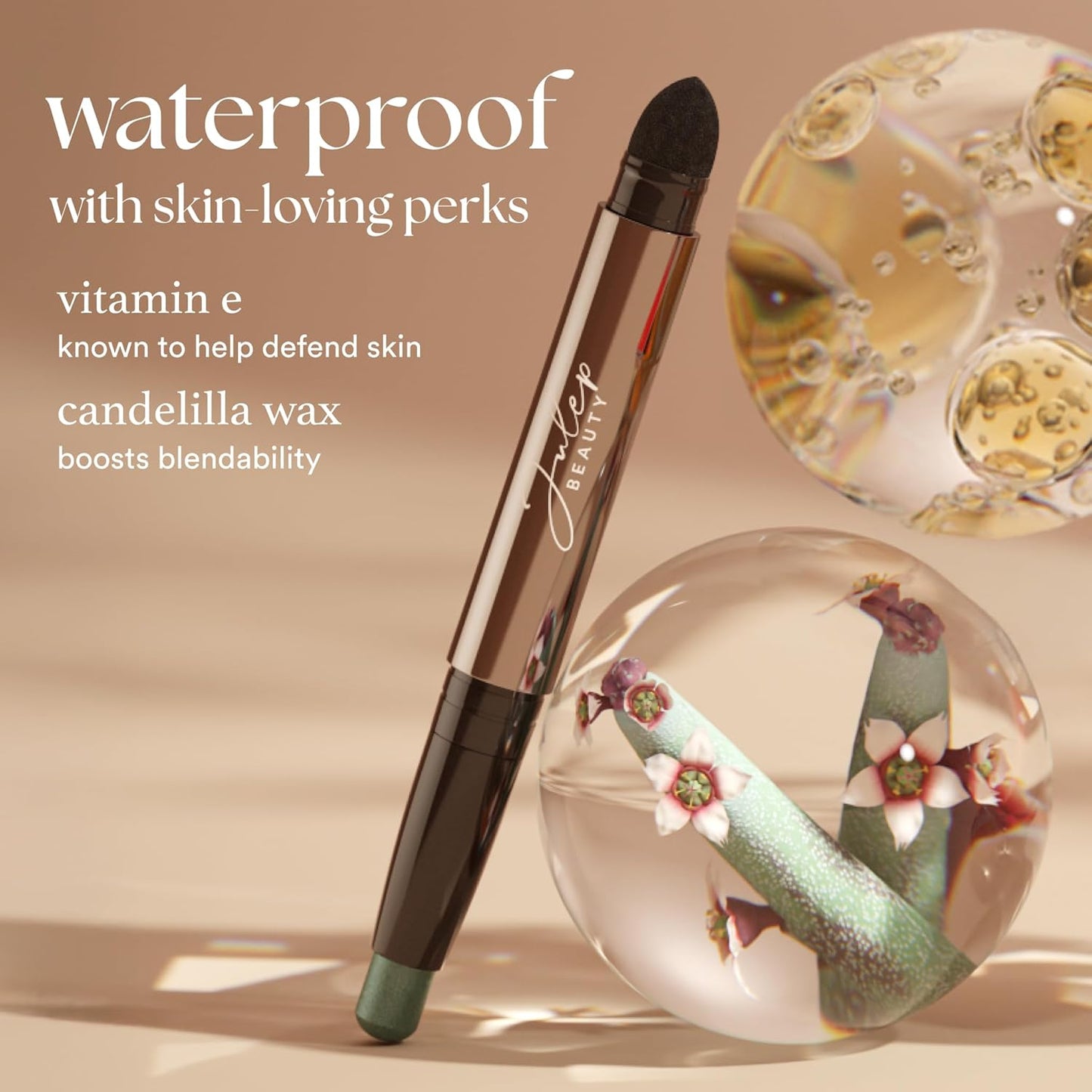 Julep Eyeshadow 101 Cream-to-Powder Waterproof Shadow Stick – Cocoa Shimmer – Long-Lasting, Crease-Proof, Chocolate Brown Shimmer Cream Eyeshadow with Built-in Smudger