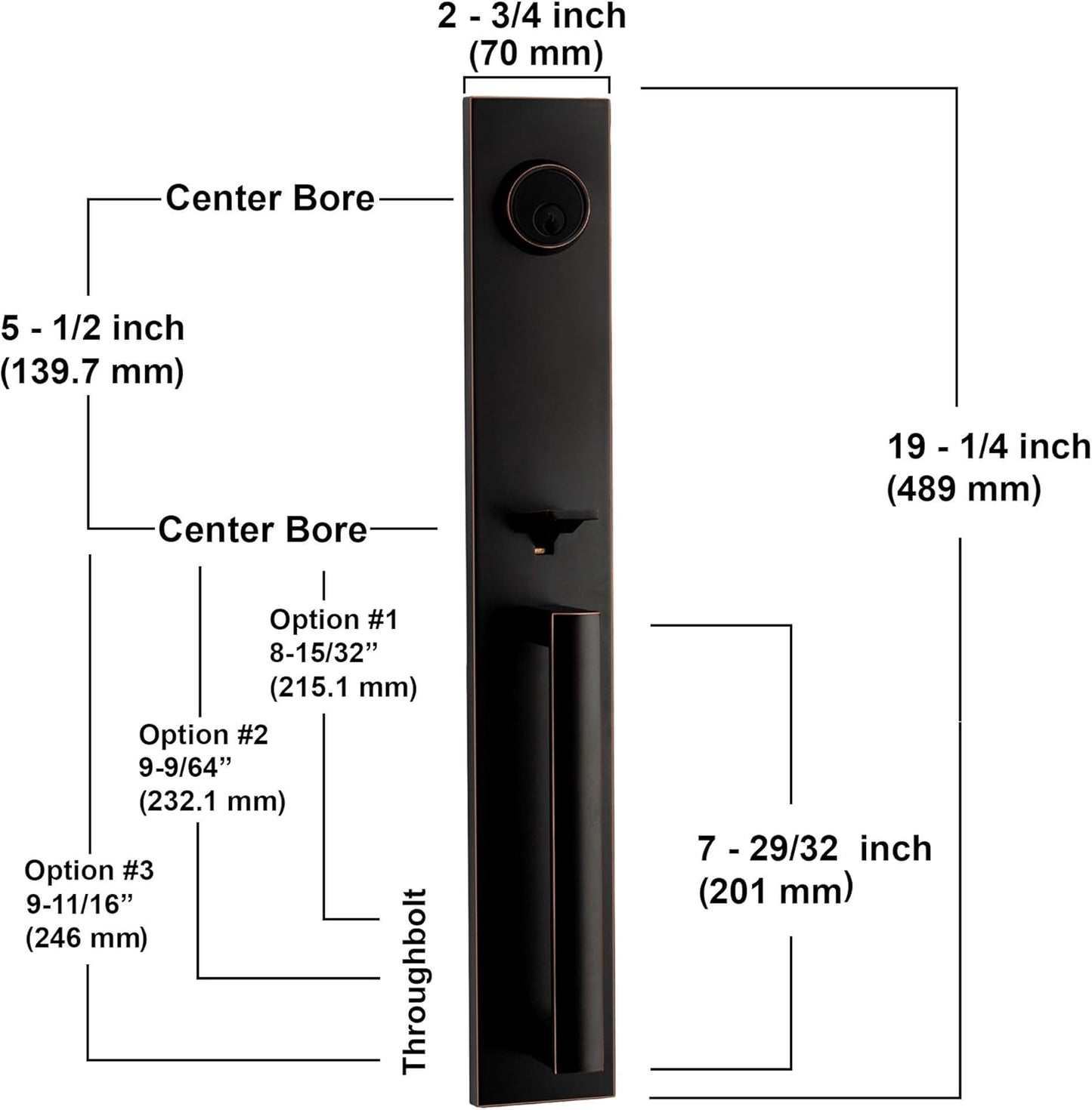 Berlin Modisch Full Escutcheon HandleSet Front Door Entry Handle and Deadbolt Lock Set Slim Square Single Cylinder Deadbolt and Lever Heavy Duty – Oil Rubbed Bronze Finish