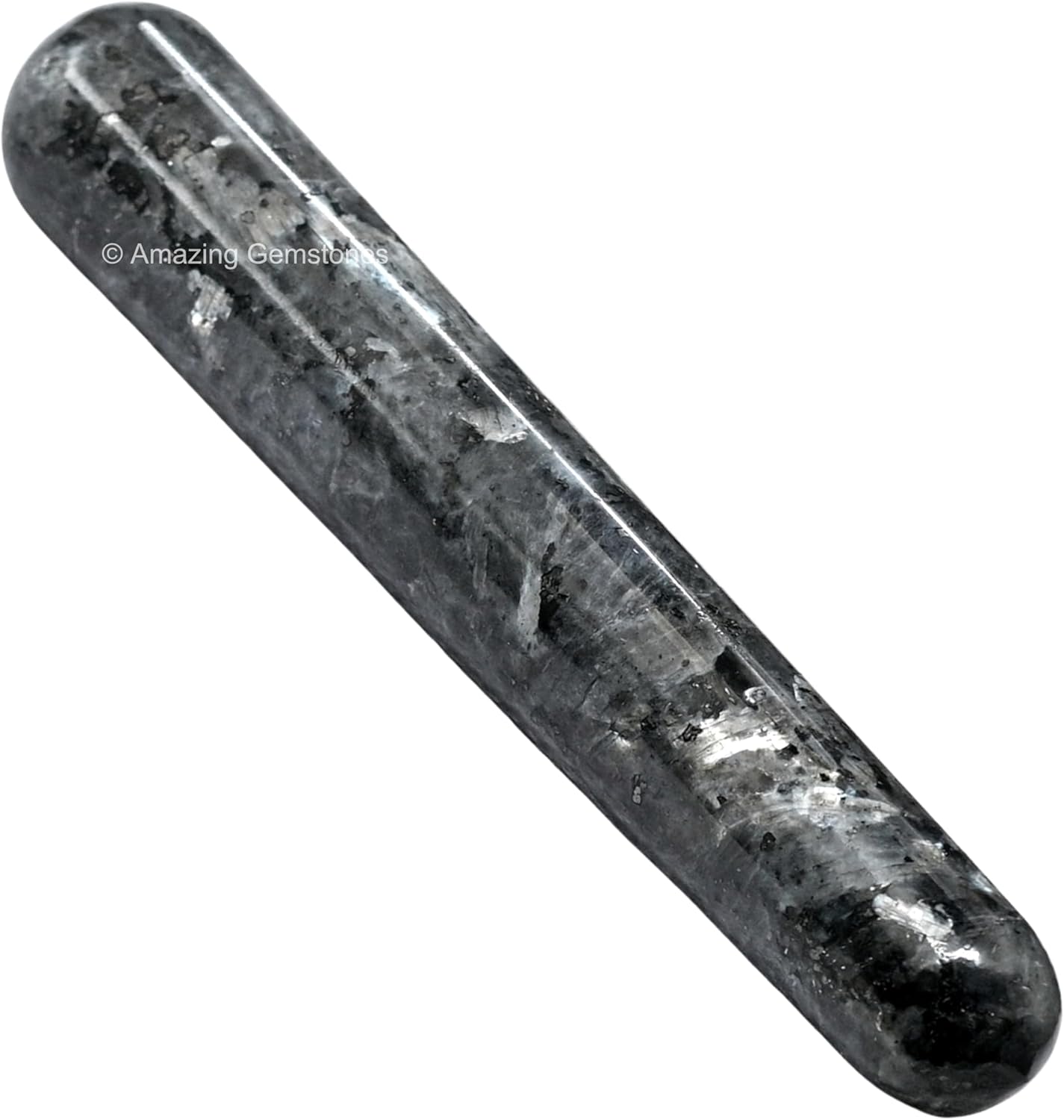 Amazing Gemstone Larvikite Crystal Wand Massage Stick - Pelvic Wand Gua Sha for Adults - Crystals and Healing Stones Massage Wands for Adults Gifts (Smooth)