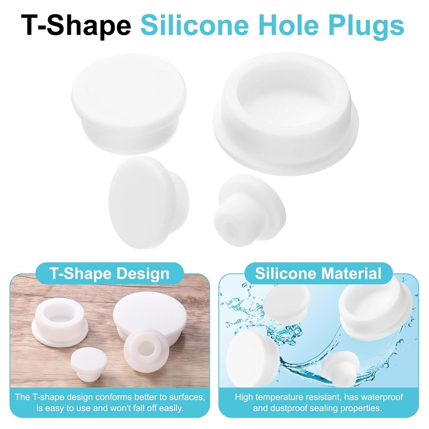 uxcell 2Pcs Silicone Hole Plug, Waterproof Round Rubber Stoppers Bottle Seal Plugs Tube Pipe End Caps for 75mm/2.95" Hole for Bathtub Bottle, White