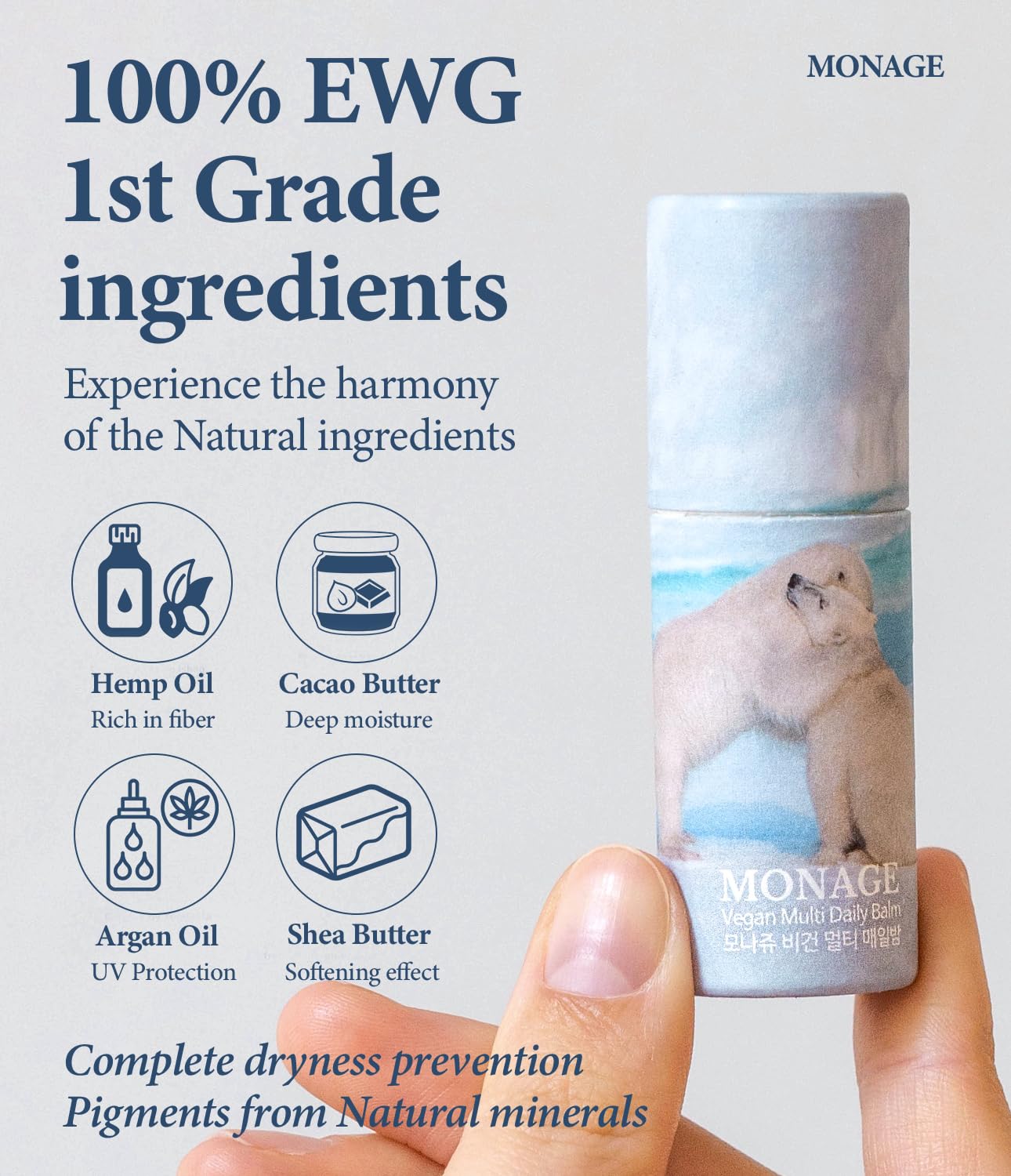 Korea Vegan & Nourishing & Moisturizing Lip Care Made from 100% Natural Ingredients, Organic Moisturizer for Dry, Cracked Lips & Skin, Everyday Lip Balm, Daily, 0.38 Ounce