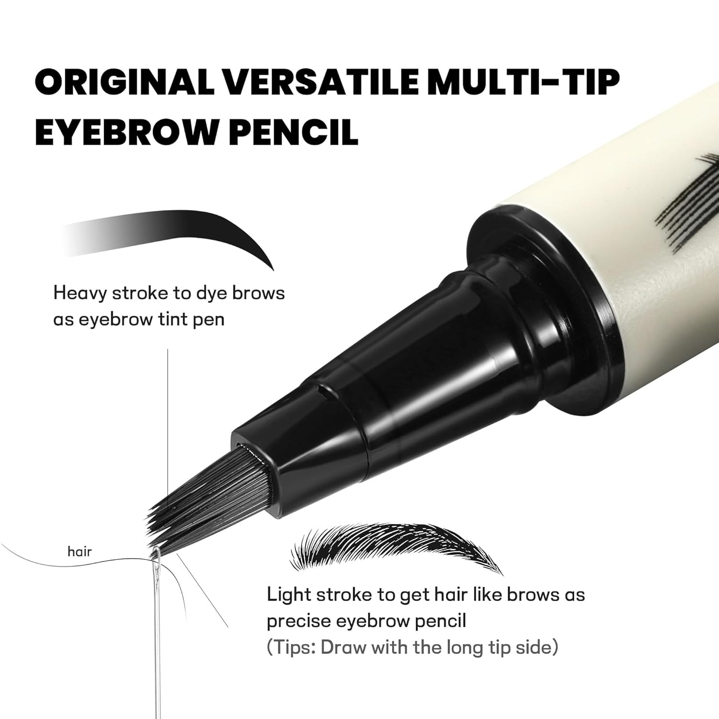 2 Pack Microblading Eyebrow Pen and Brow Tint for Women with Angled Brush & Dip to Effortlessly Create Natural Hair Like Brows, Waterproof Fast Eye Brow Makeup Pencil, Last All Day (Chocolate)