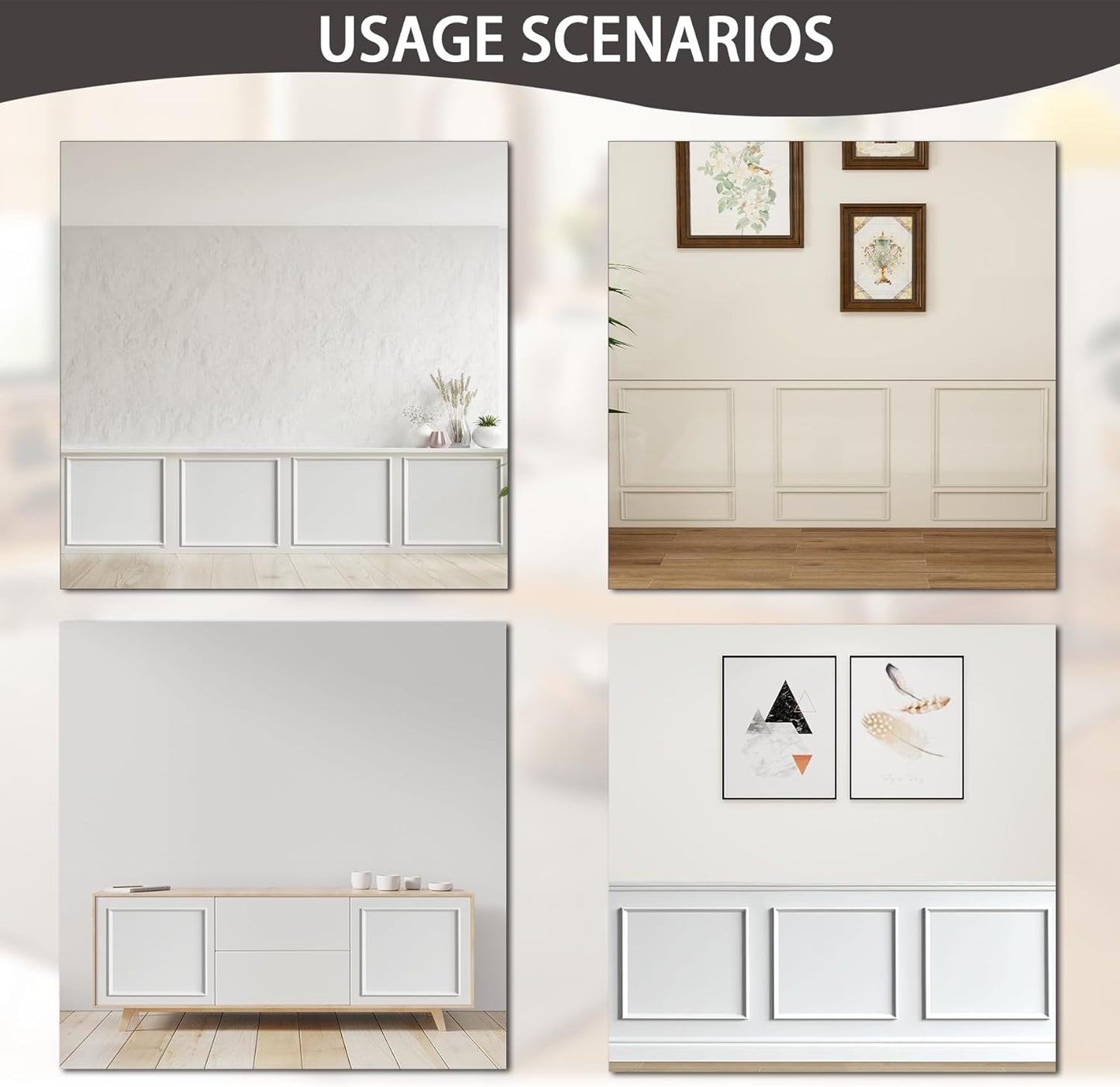 3-Frame 20" x 20" Premade Accent Wall Molding Kit, Ready-to-Assemble Wainscoting Panels, Pre-Cut Chair Rail Moulding Trim Picture Frame for Home Décor