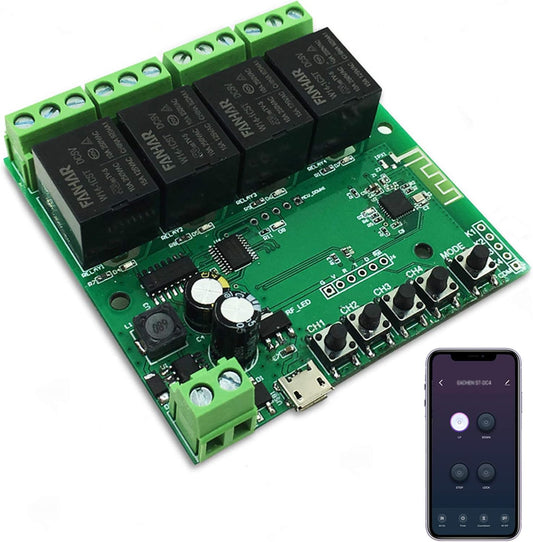 4-Channel WiFi Smart Switch Relay Module, TUYA/Smart Life App for Smart Home Remote Control, Momentary Time Adjustable, Compatible with Alexa/Google Assistant