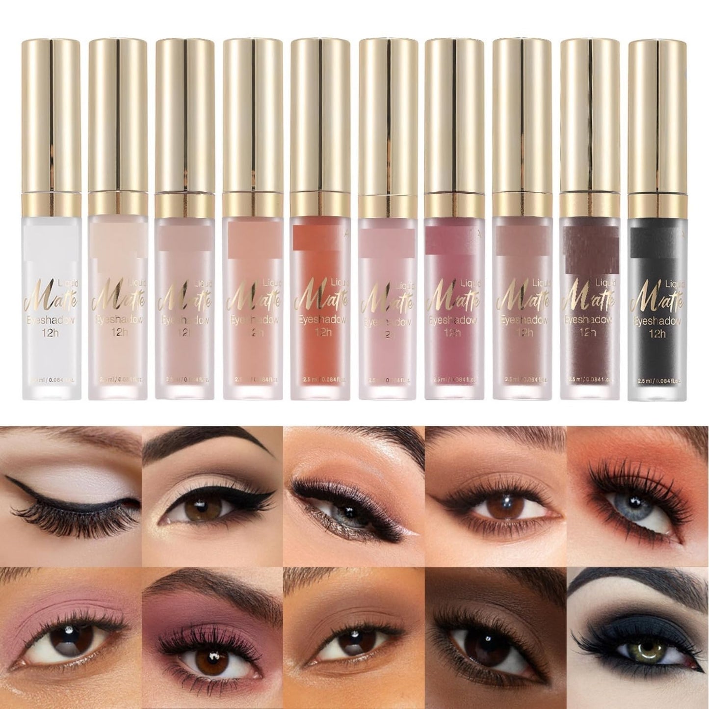 MAEPEOR Matte Liquid Eyeshadow 10 Colors Naked Smooth Creamy Eyeshadow Long Lasting and Waterproof Lightweight Cream Eye Shadow (P06 Ginkgo)