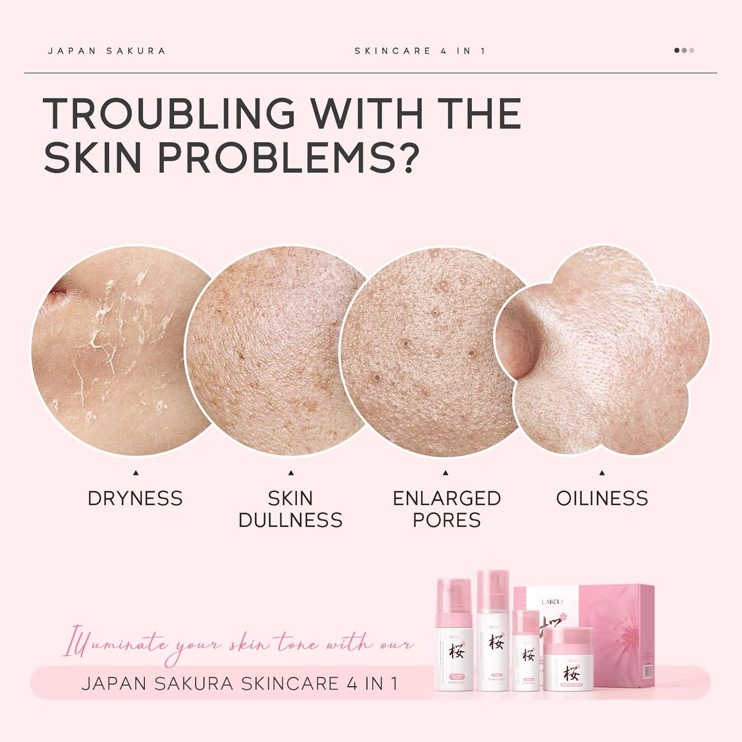 Skin Care, Skin Care Set, Skin Care Kit with Cleansing Mousse, Toner, Serum, Essence Cream Women Beauty Gift Sets 4pcs for Women Teen Girls Mom Daughter Mother's Day Birthday Christmas