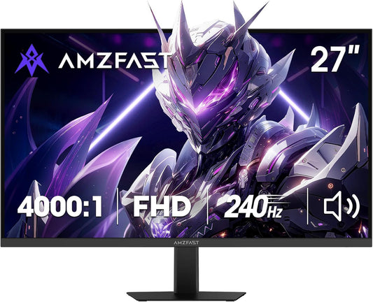 Amzfast 27 Inch 240Hz Gaming Monitor, FHD Fast VA Panel 4000:1 Contrast Computer Monitor with Speakers, HDMI DP Ports 125% sRGB VESA Support for Gmaing Office (One DP Cable Included, AMZG27F5 Pro)